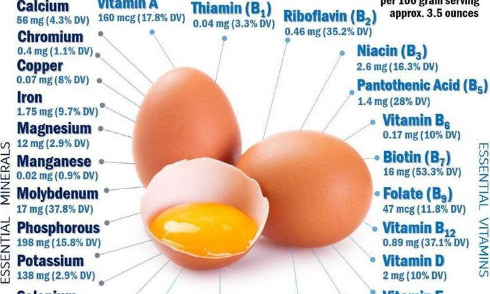 List of essential vitamins and minerals in eggs